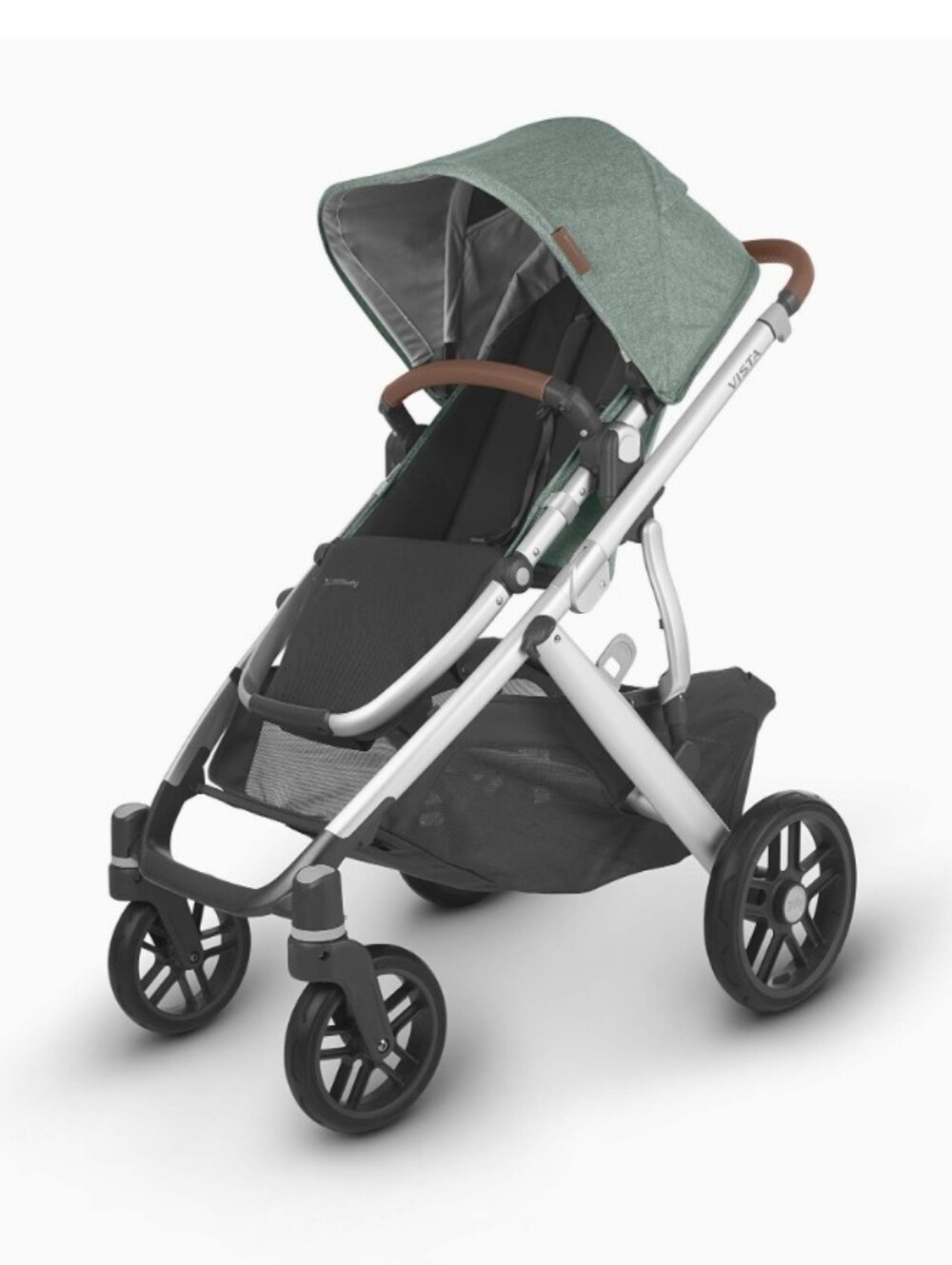 UPPAbaby Vista V2 Stroller Emmett (Green) Melange (Silver) Saddle (Brown)Leather